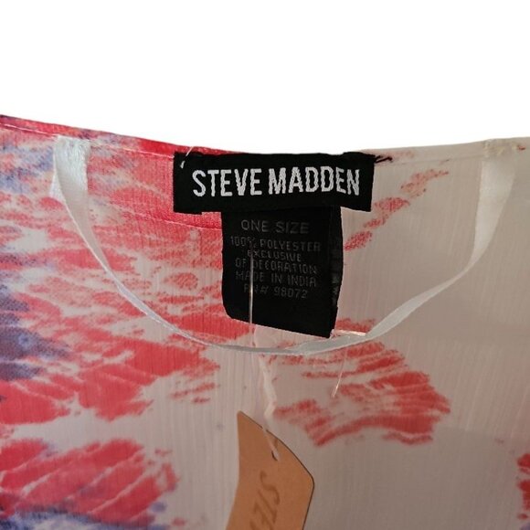 Steve Madden Boho Tassel Kimono Cover Up Geometric Red White Blue One Size NWT - Picture 5 of 9
